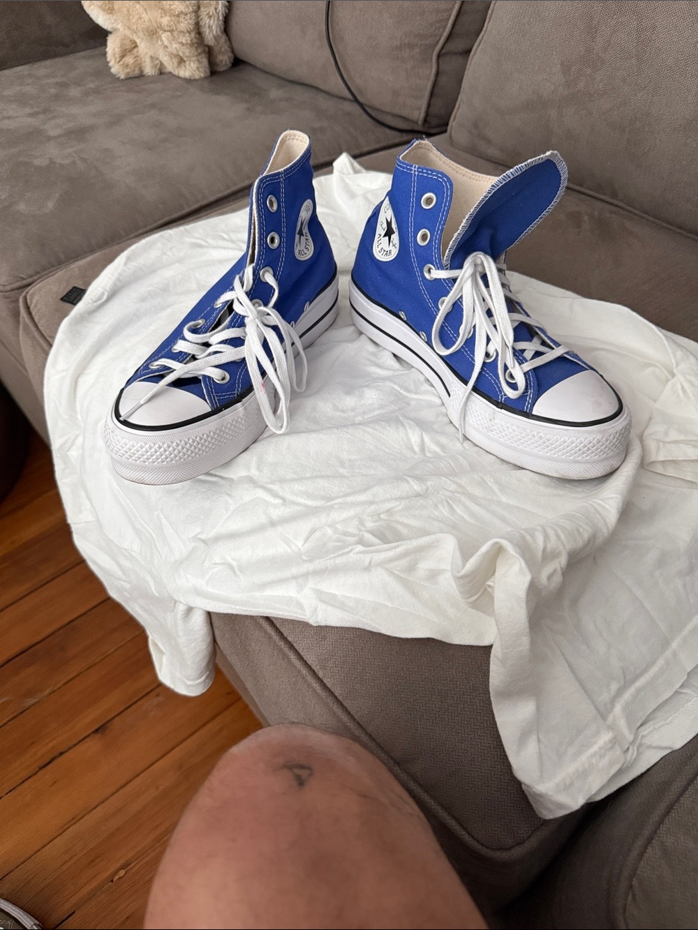 Converse Kids Blue High-Top Canvas Sneakers with White Soles